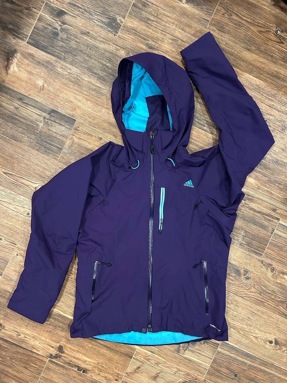 Adidas Outdoor ClimaProof Purple and Blue Waterproof Hooded Jacket